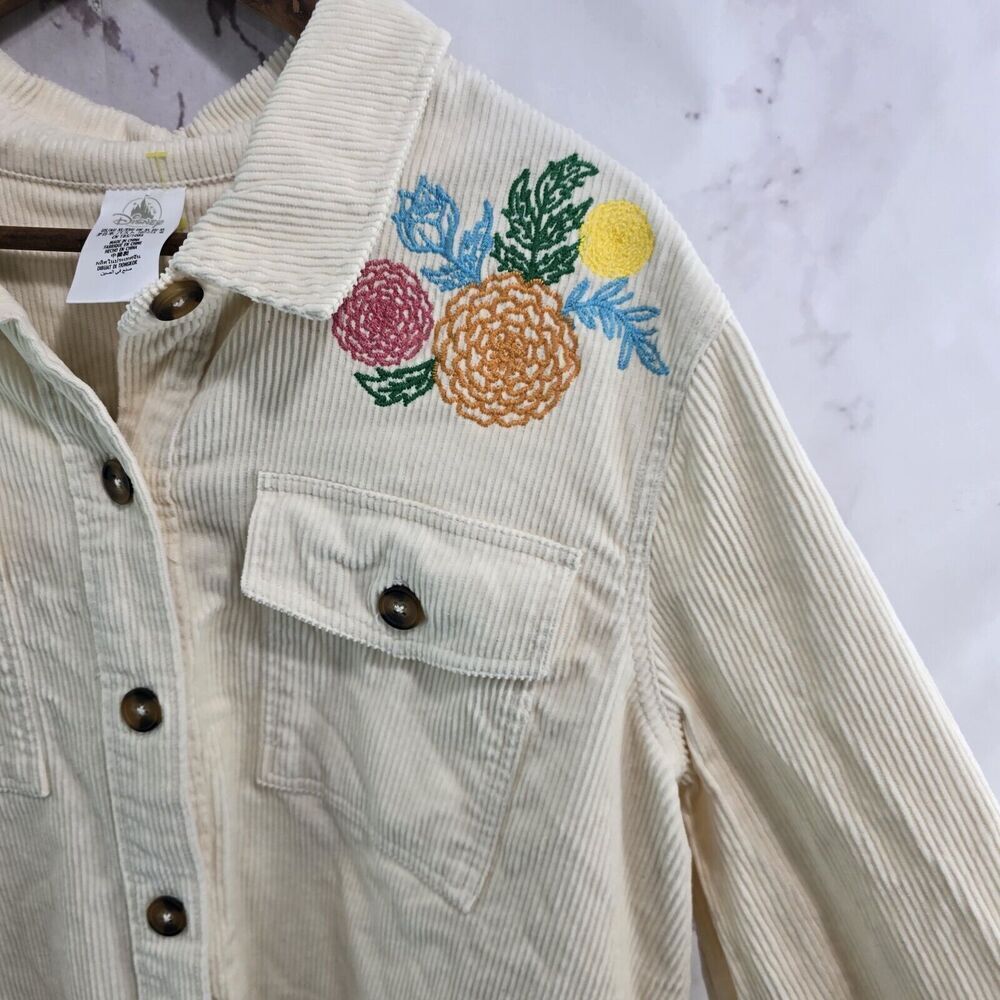 Disney Shirt Jacket Womens XL Corduoy Button Up Embroidered Coco Pixar Skull - Picture 12 of 13